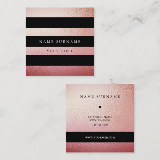 Professioneel minimaal Gold Square Visitekaartje (Voorkant / Achterkant)