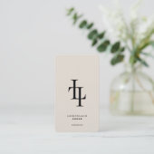 Professioneel Minimaal L Monogram Logo Zand Visitekaartje (Staand voorkant)