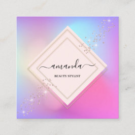Professioneel minimaal Lijst holografisch roze Vierkante Visitekaartje