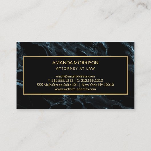 Professioneel Minimaal Monogram Blauw Marmer Visitekaartje (Achterkant)