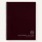 Professioneel minimaal monogram | Bourgogne en gri Notitieboek (Voorkant)
