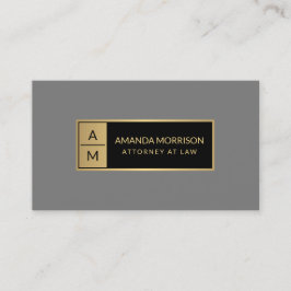 Professioneel Minimaal Monogram Gold/Grijs Advocaa Visitekaartje