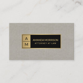 Professioneel Minimaal Monogram Goud/Tan Linnen Visitekaartje