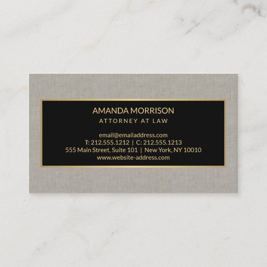 Professioneel Minimaal Monogram Goud/Tan Linnen Visitekaartje (Achterkant)