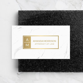 Professioneel Minimaal Monogram Goud/Wit Marmer Visitekaartje