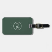 Professioneel Minimaal Monogram Initiaal Bosgroen Bagagelabel (Voorkant horizontaal)