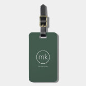 Professioneel Minimaal Monogram Initiaal Bosgroen Bagagelabel (Voorkant verticaal)