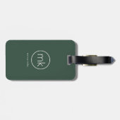 Professioneel Minimaal Monogram Initiaal Bosgroen Bagagelabel (Achterkant horizontaal)