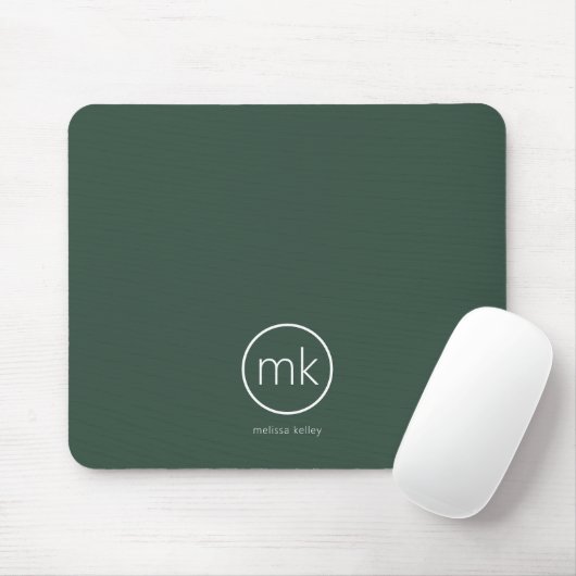 Professioneel Minimaal Monogram Initiaal Bosgroen Muismat (Met muis)
