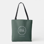 Professioneel Minimaal Monogram Initiaal Bosgroen Tote Bag (Achterkant)