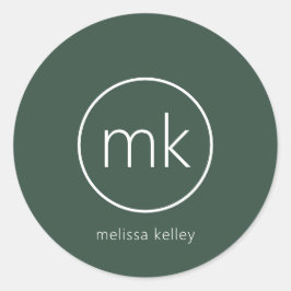 Professioneel minimaal Monogram Initiaal Forest Gr Ronde Sticker