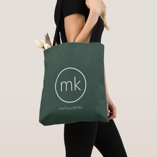 Professioneel minimaal Monogram Initiaal Forest Gr Tote Bag (Dichtbij)