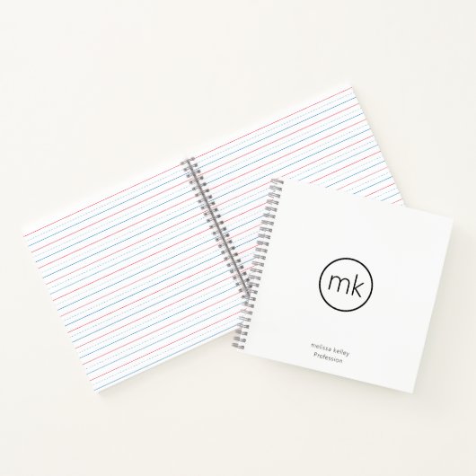 Professioneel Minimaal Monogram Initiaal Schoon Wi Notitieboek (Binnen)