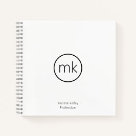 Professioneel Minimaal Monogram Initiaal Schoon Wi Notitieboek