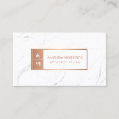 Professioneel minimaal Monogram Roos Goud/Marmer Visitekaartje (Voorkant)