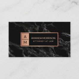 Professioneel Minimaal Monogram Roze/Zwarte Marmer Visitekaartje