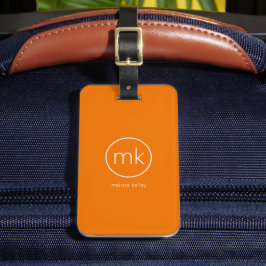 Professioneel Minimaal Monogram Sinaasappel Oranje Bagagelabel