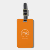 Professioneel Minimaal Monogram Sinaasappel Oranje Bagagelabel (Voorkant verticaal)
