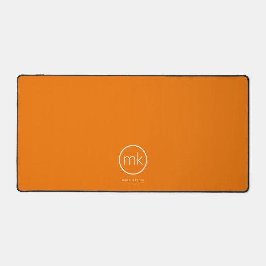 Professioneel Minimaal Monogram Sinaasappel Oranje Bureaumat (Voorkant)