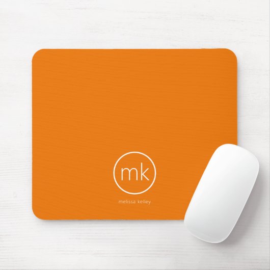 Professioneel Minimaal Monogram Sinaasappel Oranje Muismat (Met muis)