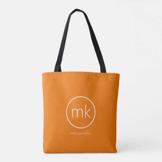 Professioneel minimaal Monogram Tangerine Sinaasap Tote Bag (Achterkant)
