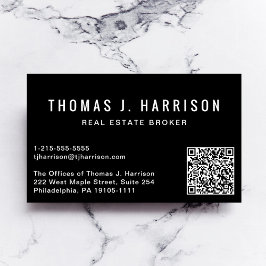 Professioneel Minimaal QR-code Zwart Visitekaartje