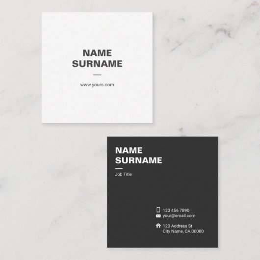 Professioneel minimaal standaard vierkant Visiteka Vierkante Visitekaartje (Voorkant / Achterkant)