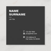 Professioneel minimaal standaard vierkant Visiteka Vierkante Visitekaartje (Achterkant)