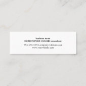 Professioneel minimaal zwart zwart monogram mini visitekaartje (Achterkant)