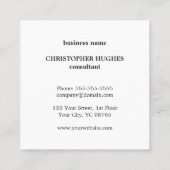 Professioneel minimaal zwart zwart monogram vierkante visitekaartje (Achterkant)