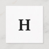 Professioneel minimaal zwart zwart monogram vierkante visitekaartje (Voorkant)