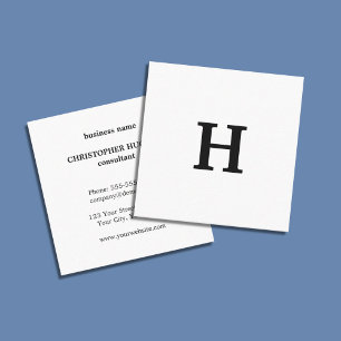 Professioneel minimaal zwart zwart monogram vierkante visitekaartje