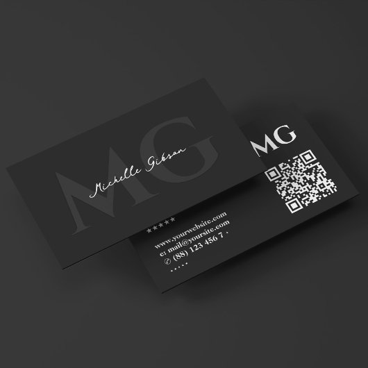 Professioneel Minimal Black Marketing Monogram Visitekaartje
