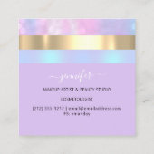 Professioneel minimalisme Striped Violet Holograph Vierkante Visitekaartje (Achterkant)