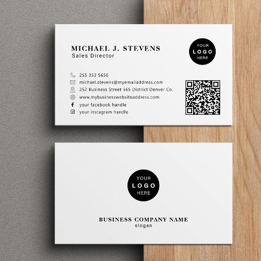 Professioneel minimalistisch bedrijfslogo QR-code  Visitekaartje