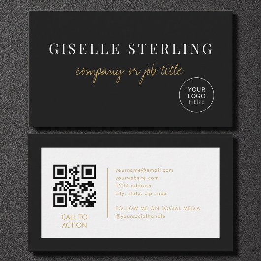 Professioneel Minimalistisch Bedrijfslogo QR-code Visitekaartje