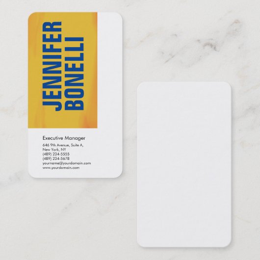 Professioneel minimalistisch blauw wit oranje geel visitekaartje (Voorkant / Achterkant)