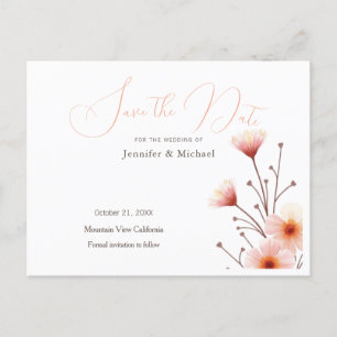 Professioneel Minimalistisch Bloemig Save the Date Aankondigingskaart