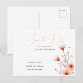 Professioneel Minimalistisch Bloemig Save the Date Aankondigingskaart (Voorkant / Achterkant)