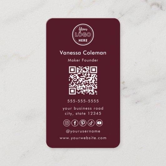 Professioneel minimalistisch Bourgondisch Visiteka Visitekaartje (Voorkant)