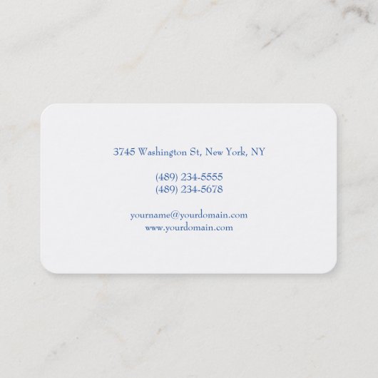 Professioneel minimalistisch Deep Blue White Visitekaartje (Achterkant)