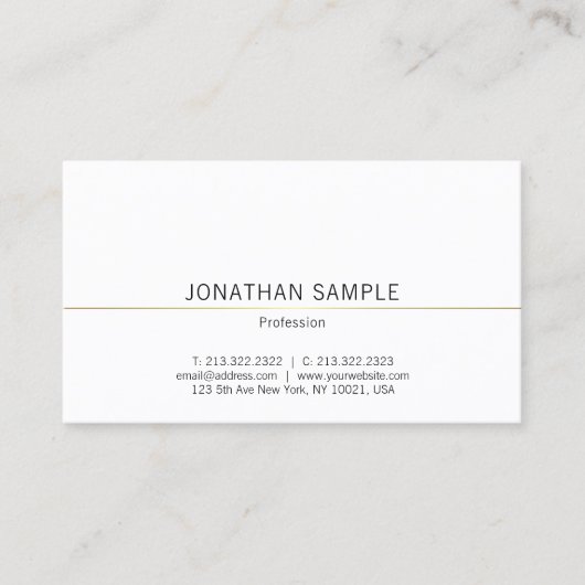 Professioneel minimalistisch design Gold Plain Lux Visitekaartje (Voorkant)