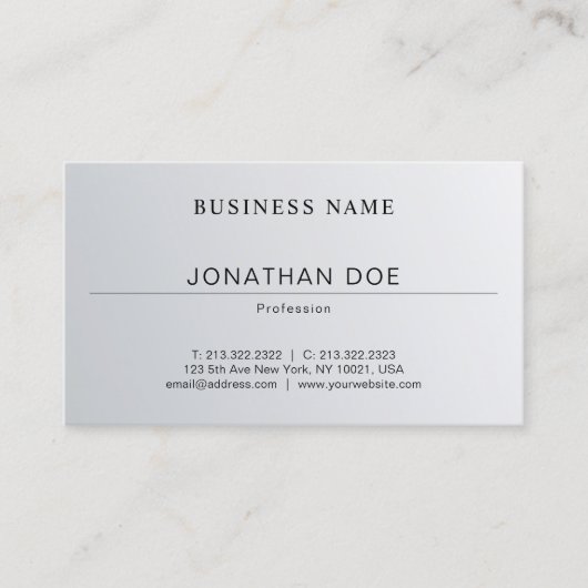 Professioneel, minimalistisch design, zilverblik visitekaartje (Voorkant)