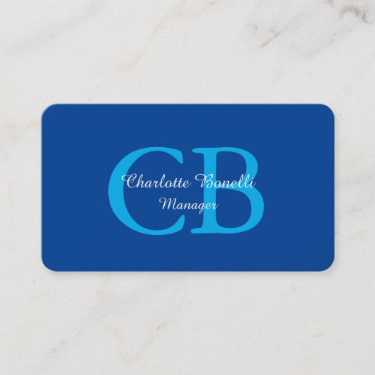 Professioneel minimalistisch diepblauw visitekaartje (Voorkant)