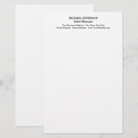 Professioneel Minimalistisch Eenvoudig Klassiek Briefpapier (Voorkant / Achterkant)