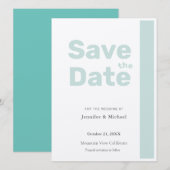 Professioneel Minimalistisch Eenvoudig Modern Blau Save The Date (Voorkant / Achterkant)