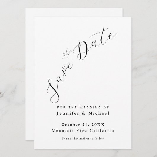 Professioneel Minimalistisch Eenvoudig Modern Save The Date (Voorkant / Achterkant)
