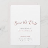 Professioneel Minimalistisch Effen Roze Goud Kleur Save The Date (Voorkant / Achterkant)