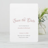 Professioneel Minimalistisch Effen Roze Goud Kleur Save The Date (Staand voorkant)