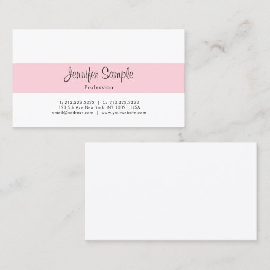 Professioneel minimalistisch elegant roze vlek Tre Visitekaartje (Voorkant / Achterkant)